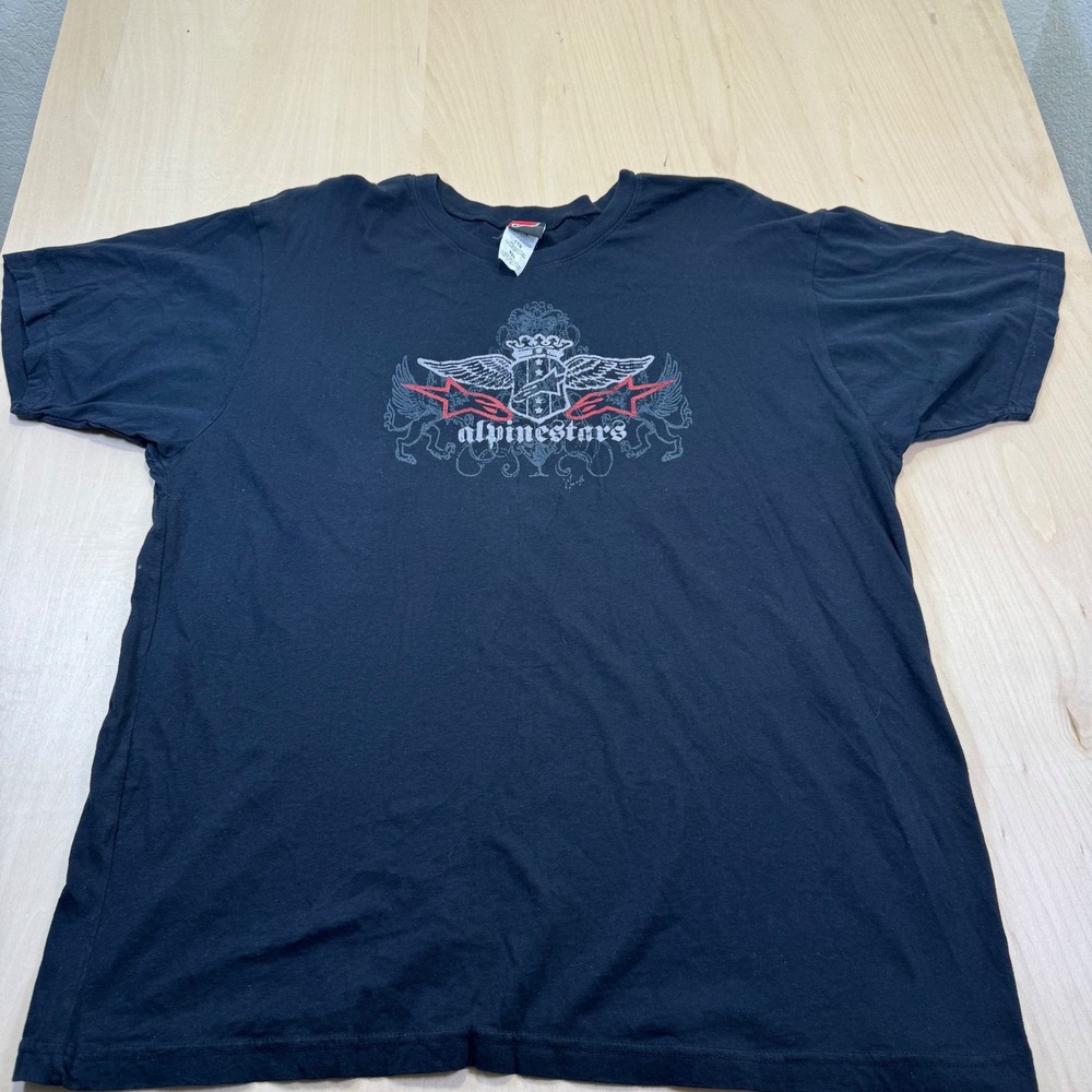Alpinestars‎ Mens Black Graphic T Shirt XXL Short Sleeve Moto Racing